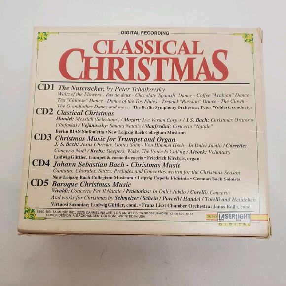 Classical Christmas Songs Delta Five 5 CD Disc Set Laserlight Bach Mozart Handel - Picture 7 of 9